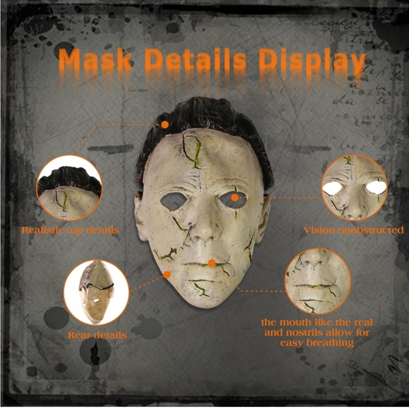 Kids👦🏻Michael Scary Killer Jumpsuit Costume w Zombie🧟♂️Mask👺Knife🔪Sz 7-8Y - Picture 6 of 9